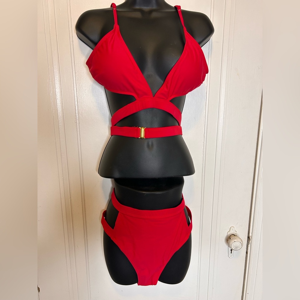 🆕 Red Women's Bikini Swimwear Set - Picture 2 of 7